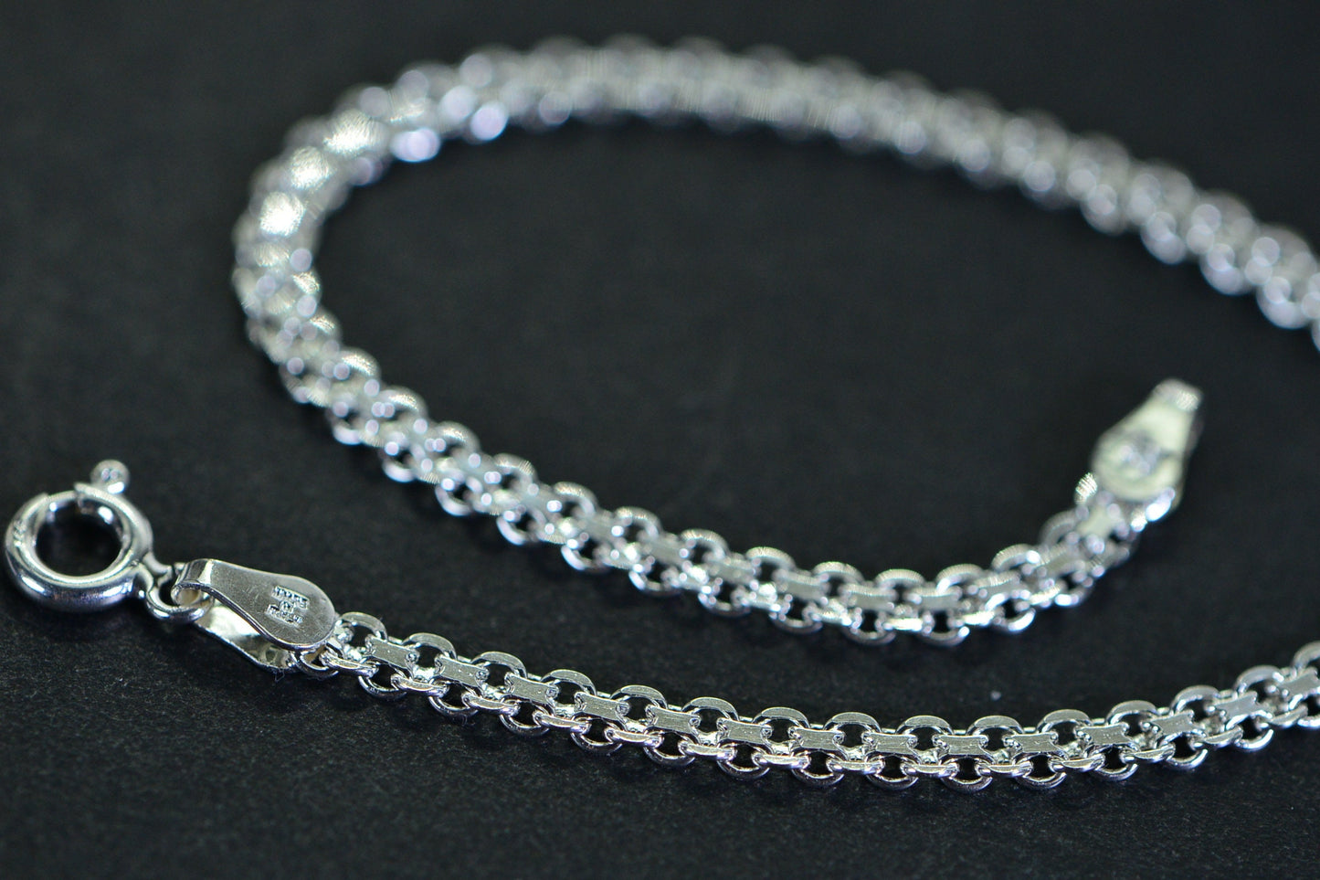 Silver Flat Chain Bracelet Stackable Sterling Silver Fancy Mesh Weave  Minimalist Bracelet Mother gift Vintage Bracelet