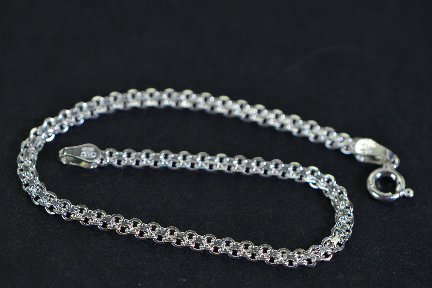 Silver Flat Chain Bracelet Stackable Sterling Silver Fancy Mesh Weave  Minimalist Bracelet Mother gift Vintage Bracelet