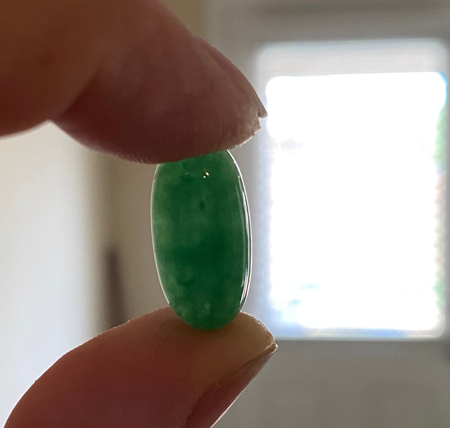 Burmese Green Jade Long Oval Smooth  Cabocho20X10mm