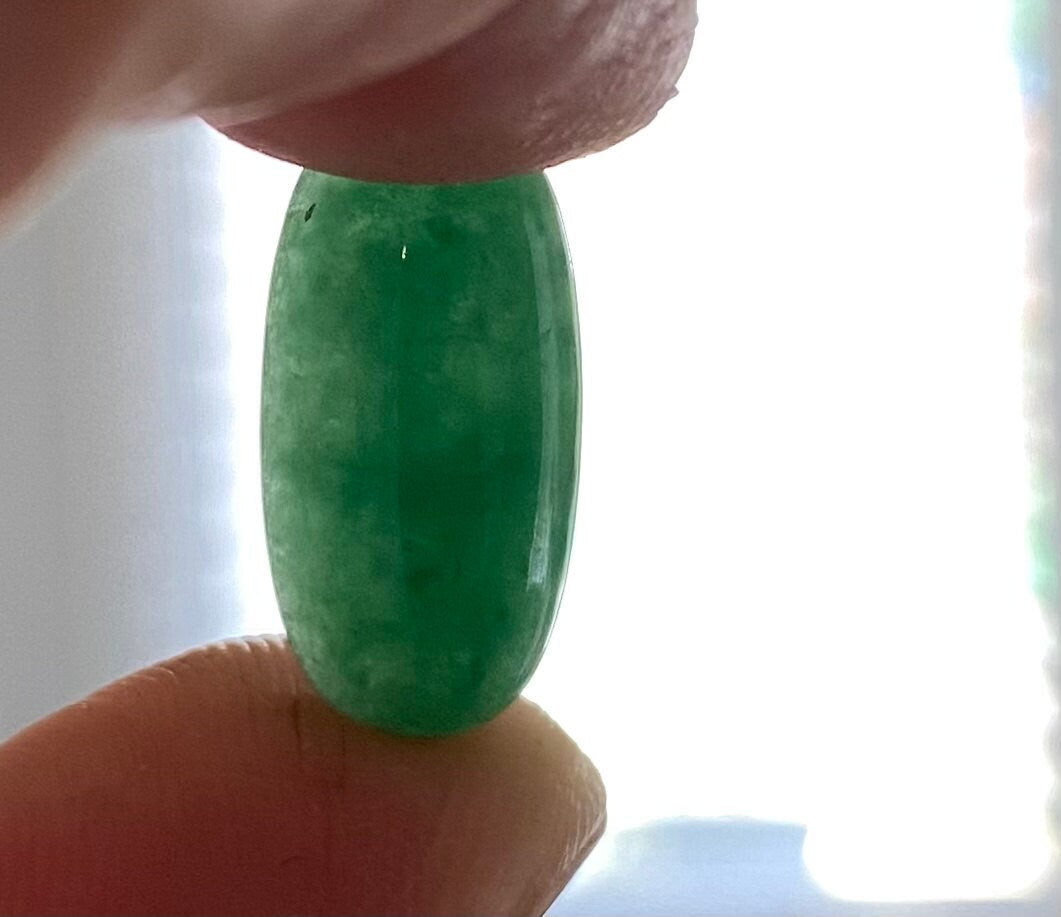 Burmese Green Jade Long Oval Smooth  Cabocho20X10mm