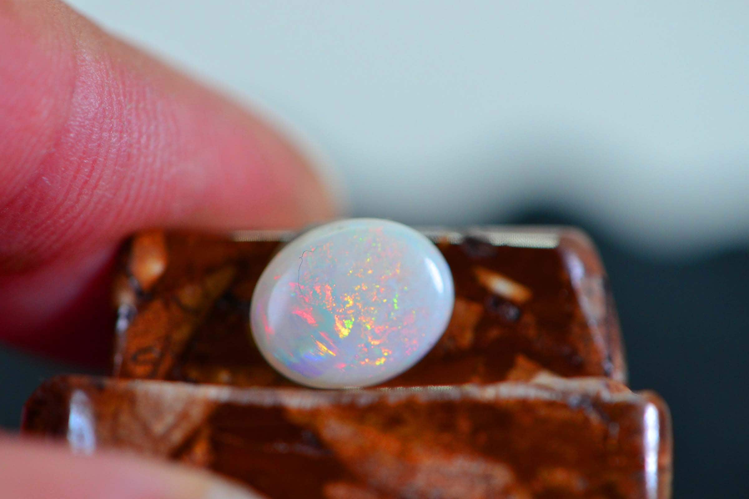 Australian White Solid Opal Oval Cabochon 10X8mm Smooth Oval Opal For Ring Make Metallic Rainbow 1.5ctw