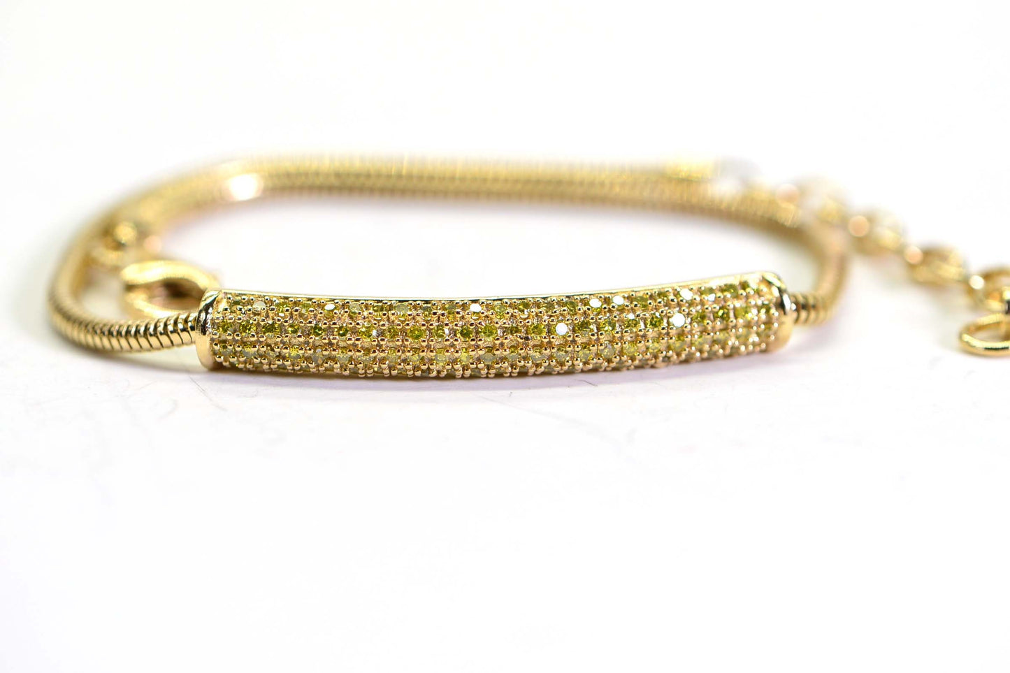 Yellow Diamond Bar Bracelet: 14K Gold Vermeil Sterling Silver
