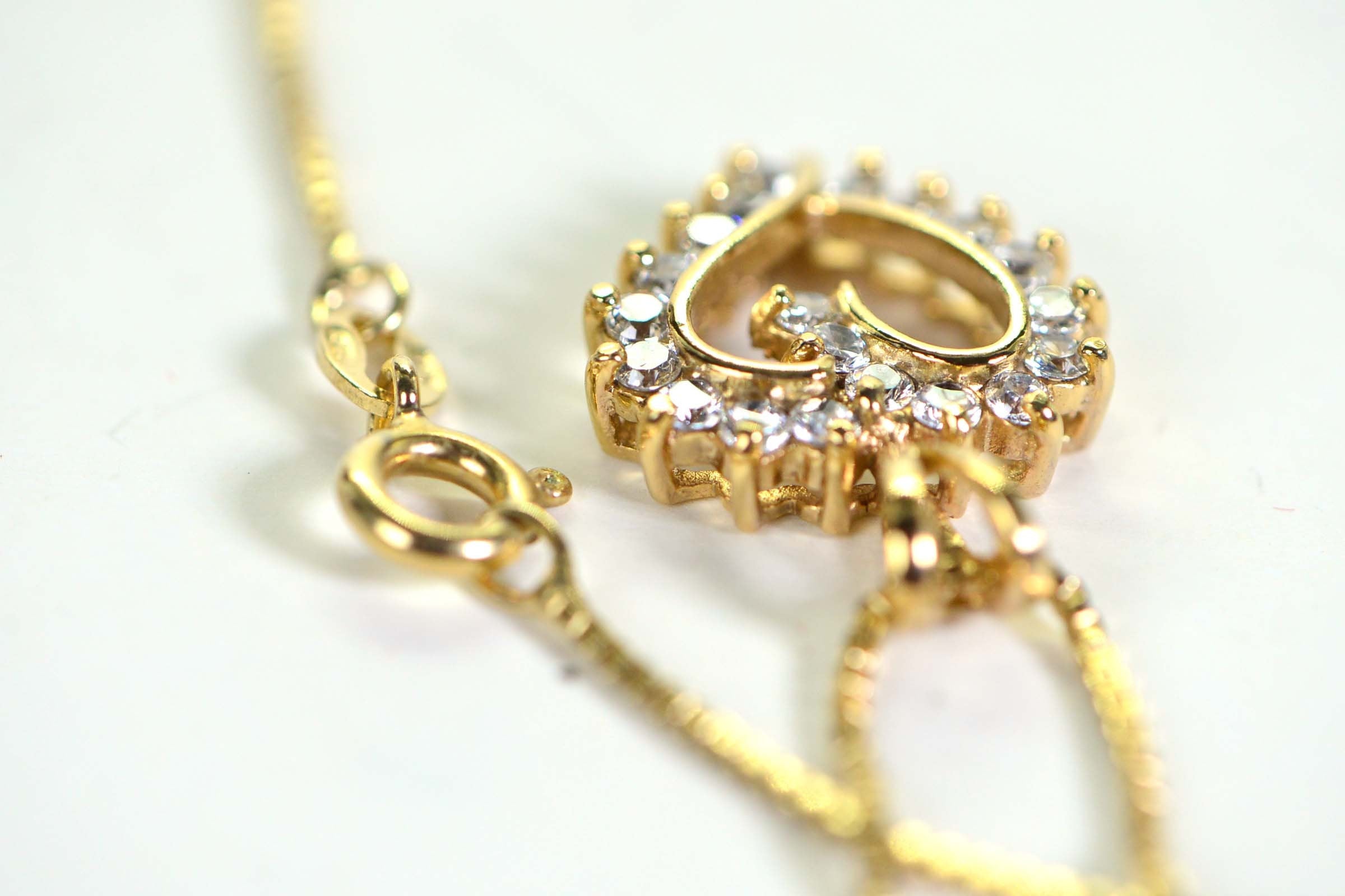 CZ Heart Pendant: 14K Gold Vermeil Sterling Silver Necklace