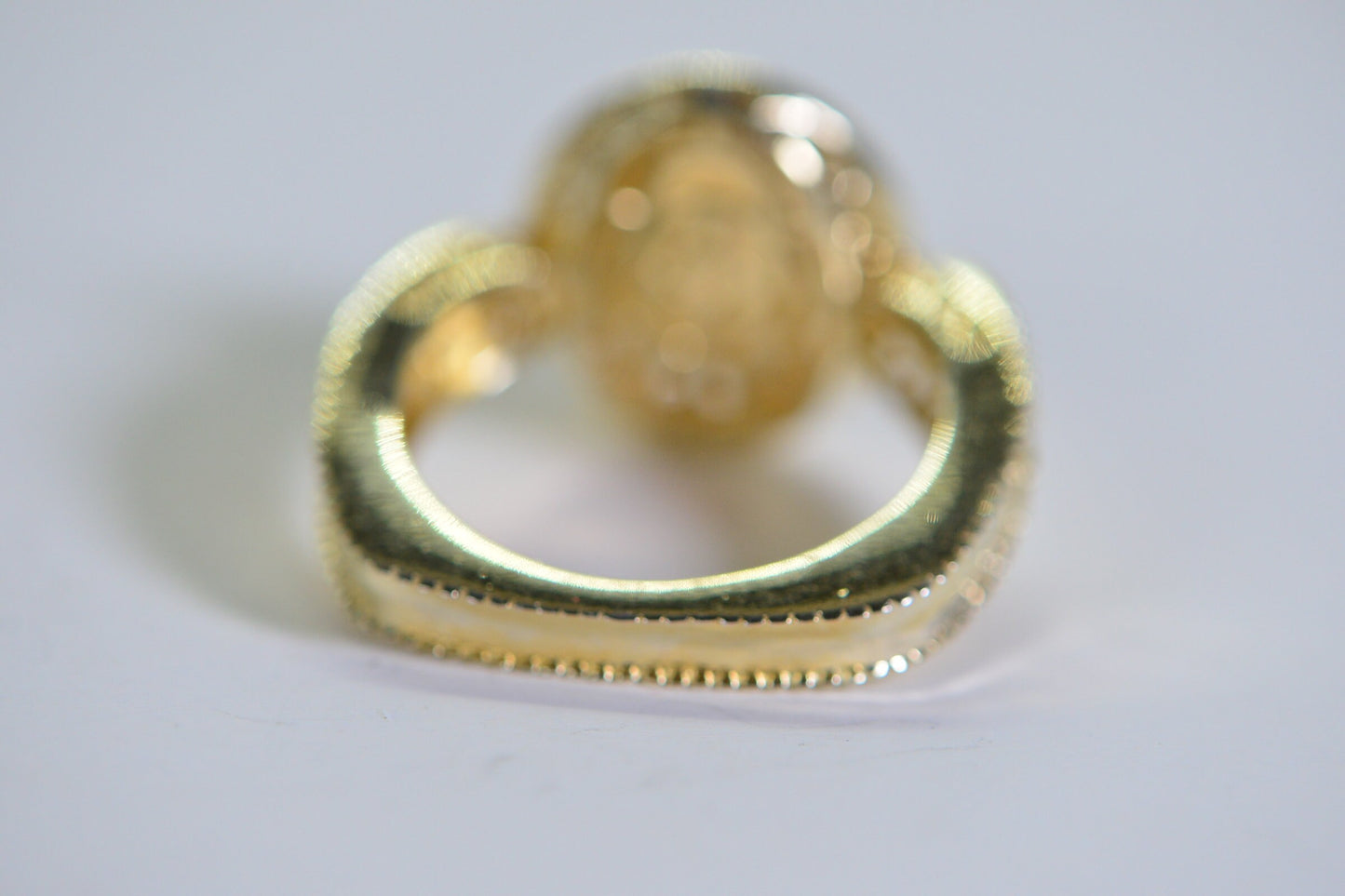 Australian White Opal Ring: Simulated Diamond Halo, 14K Gold Over Sterling Silver
