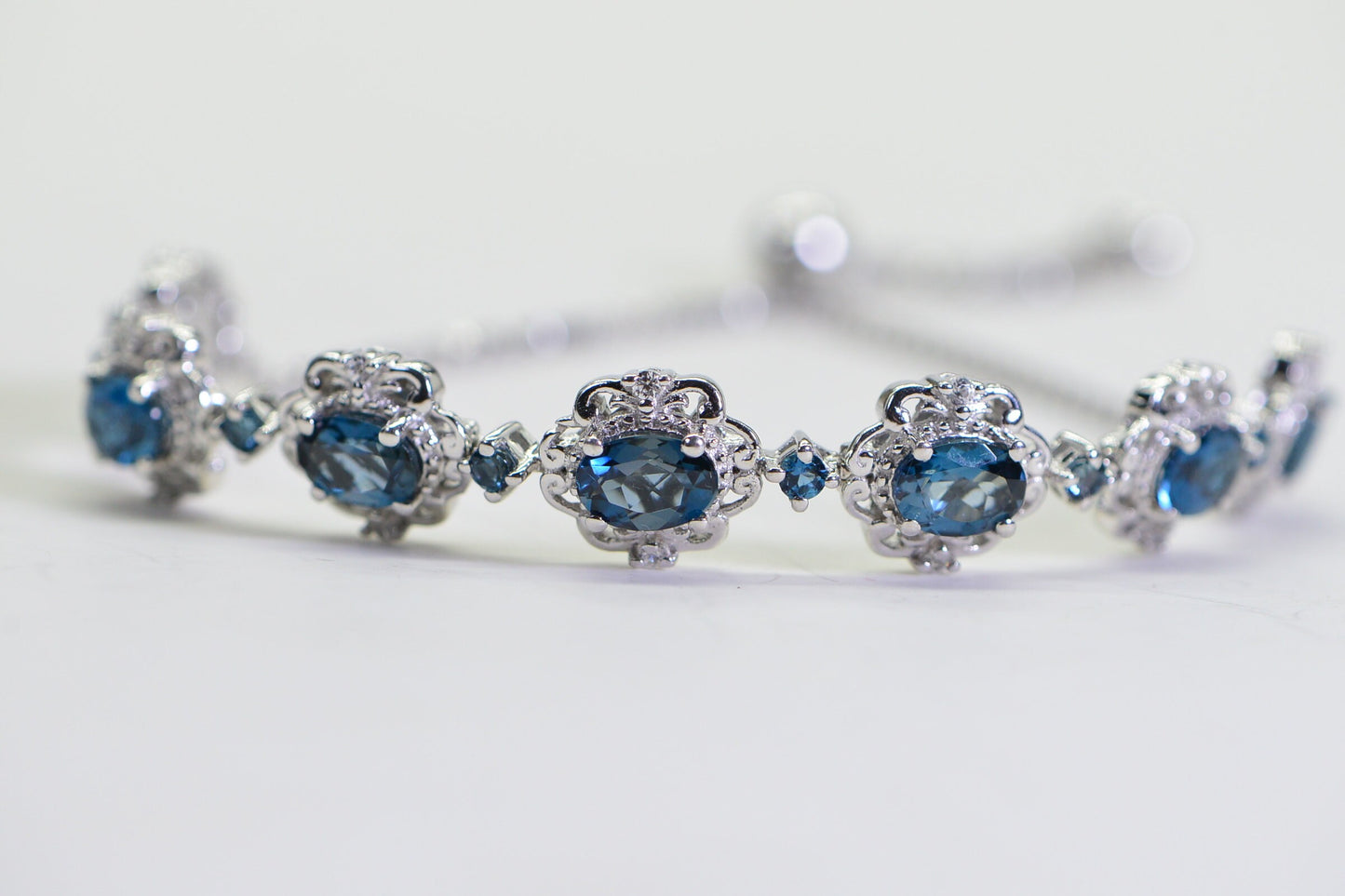 London Blue Topaz Sterling Silver Bolo Bracelet: November Birthstone