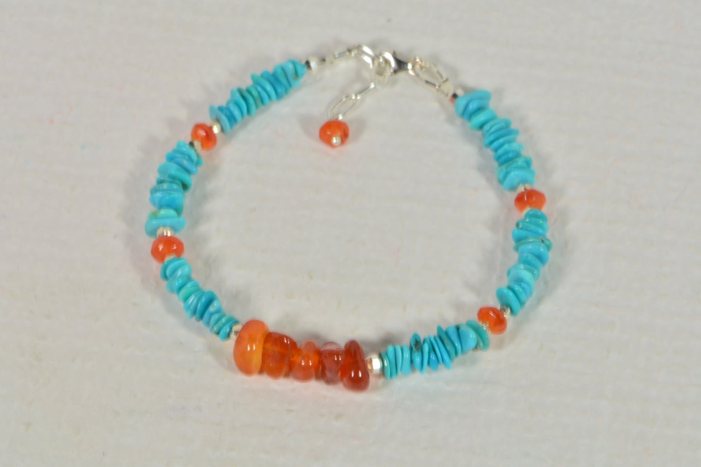 Natural Turquoise Sleeping Beauty  Stone Bracelet Carnelian Sterling Silver Birthstone Jewelry Gemstone Bracelet
