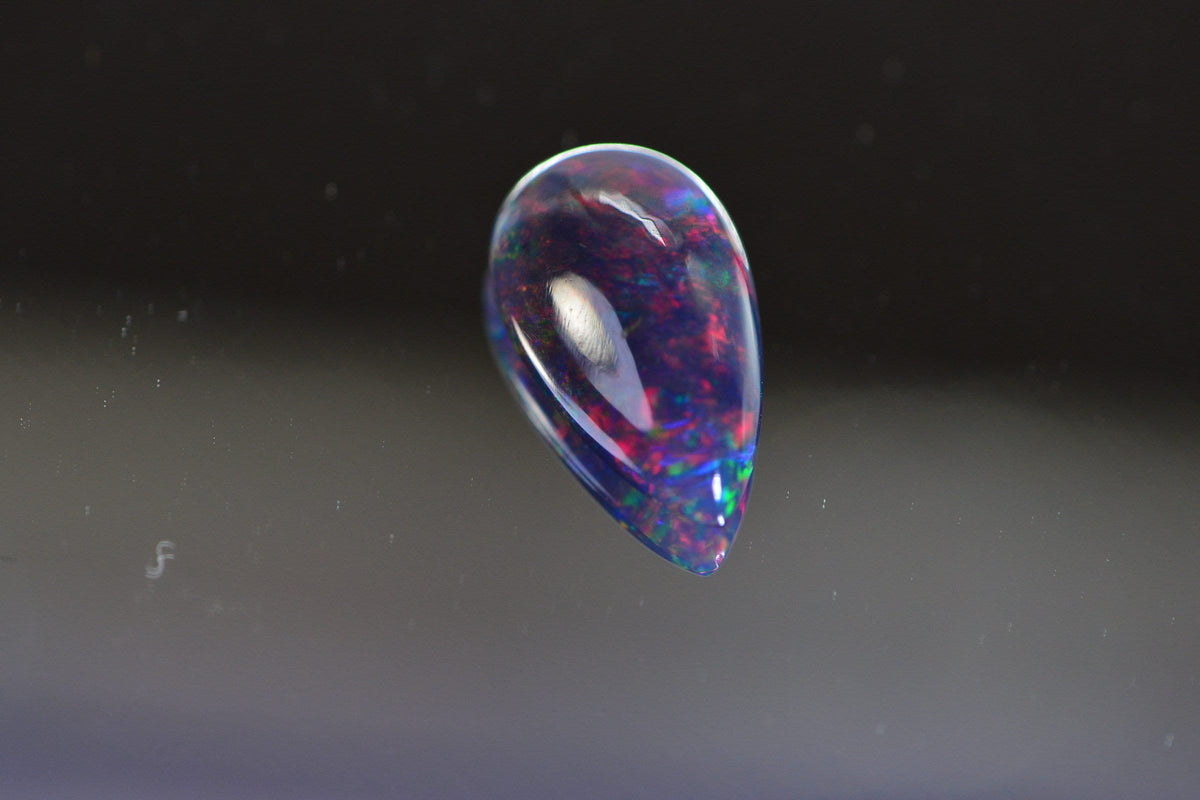 Ethiopian Black Welo Opal Cabochon: Teardrop Gemstone, Jewelry Making