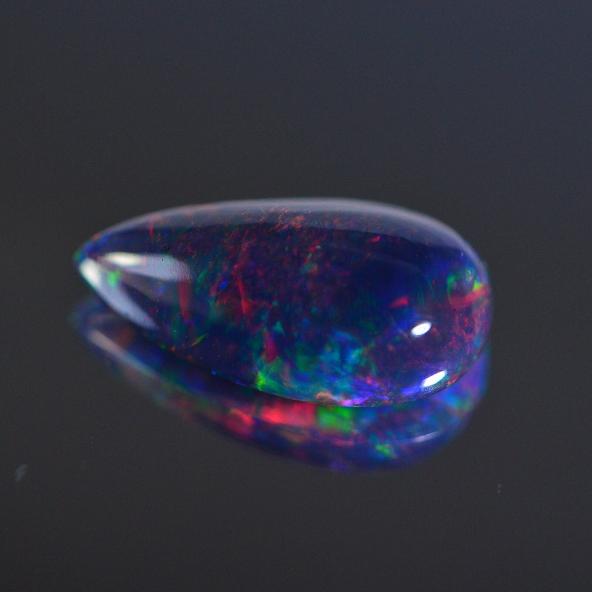 Ethiopian Black Welo Opal Cabochon: Teardrop Gemstone, Jewelry Making