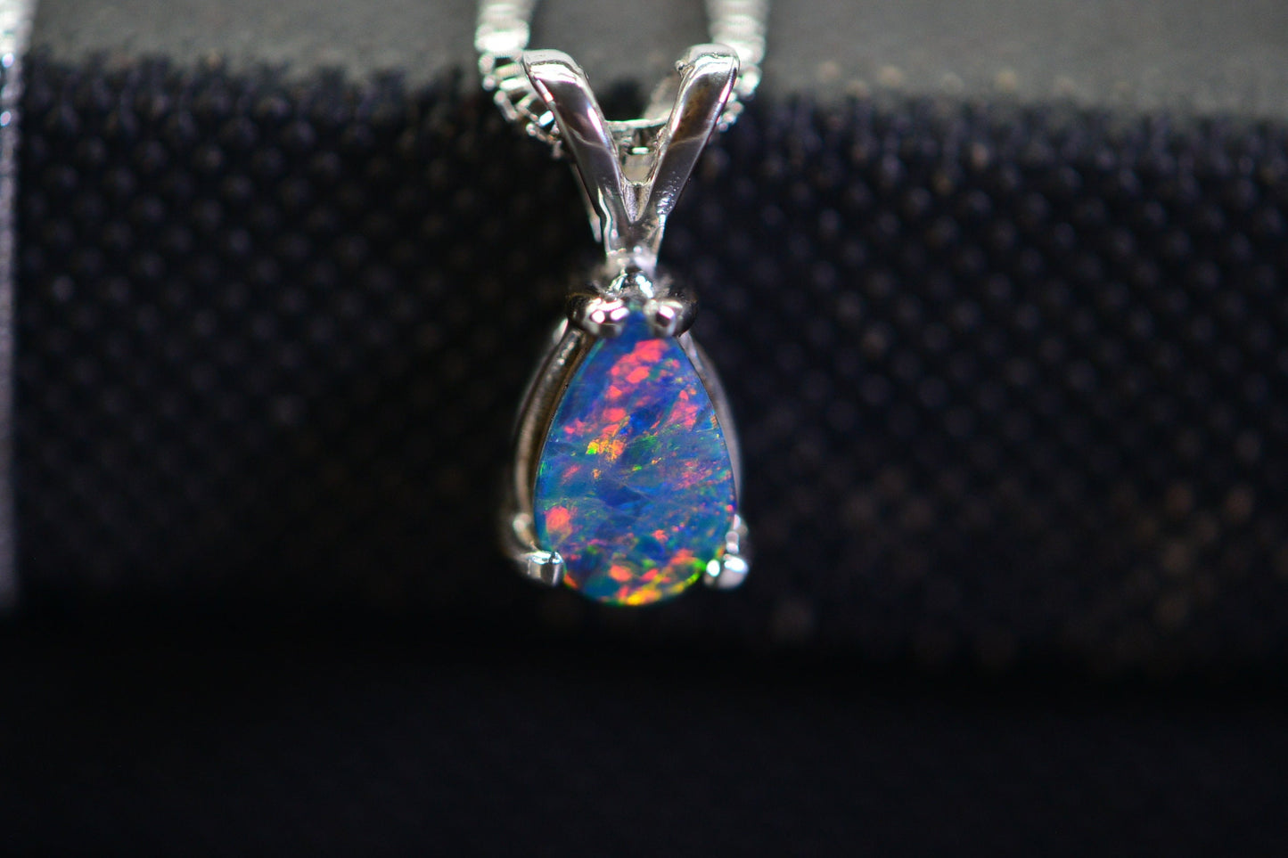 Handmade Australian Black Opal Sterling Silver Pendant: October Birthstone