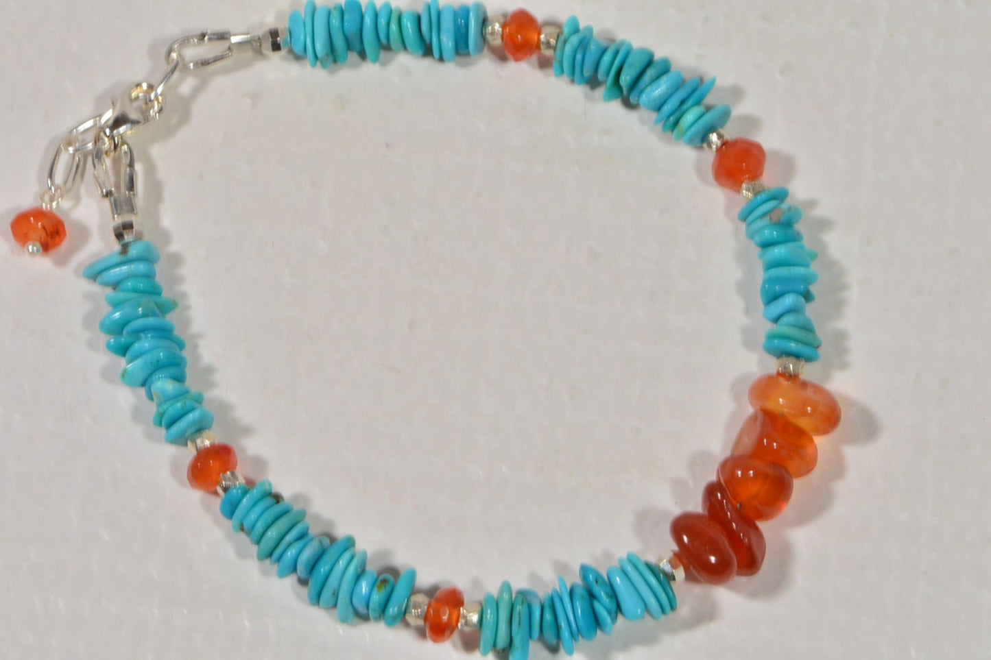 Natural Turquoise Sleeping Beauty  Stone Bracelet Carnelian Sterling Silver Birthstone Jewelry Gemstone Bracelet
