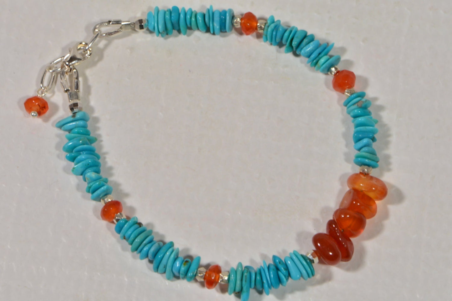 Natural Turquoise Sleeping Beauty  Stone Bracelet Carnelian Sterling Silver Birthstone Jewelry Gemstone Bracelet