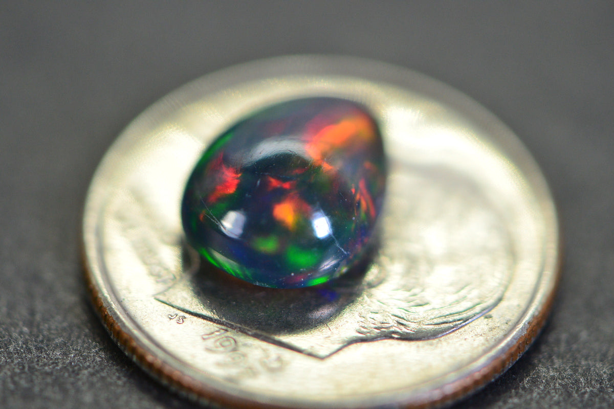 Ethiopian Black Opal Pear Cabochon: Natural Gemstone Jewelry Supply