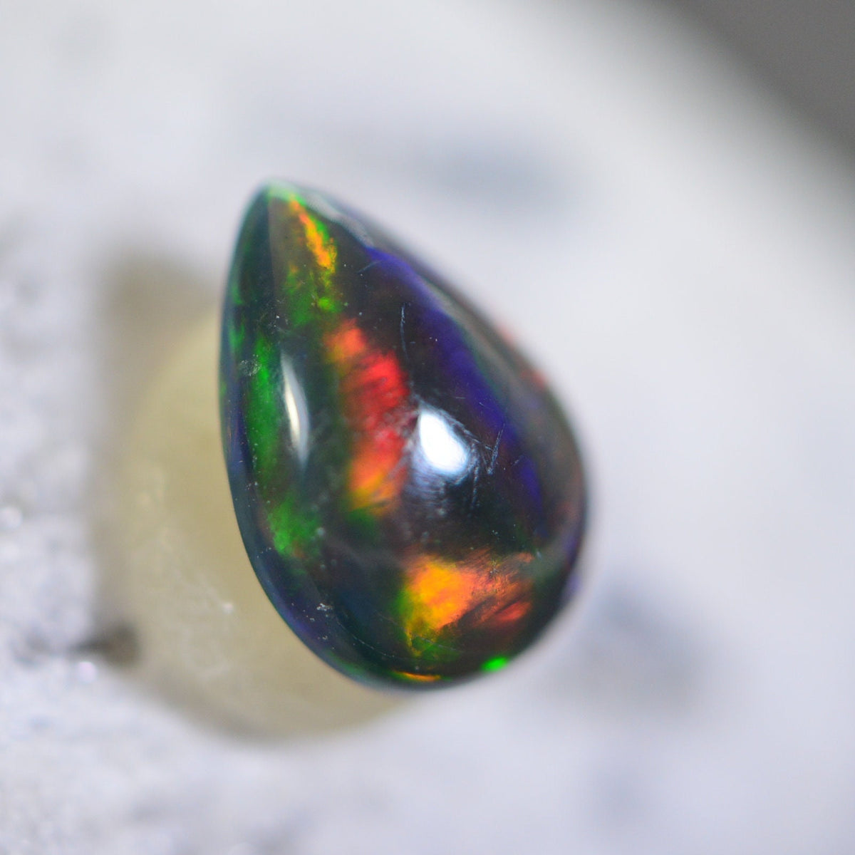 Ethiopian Black Opal Pear Cabochon: Natural Gemstone Jewelry Supply
