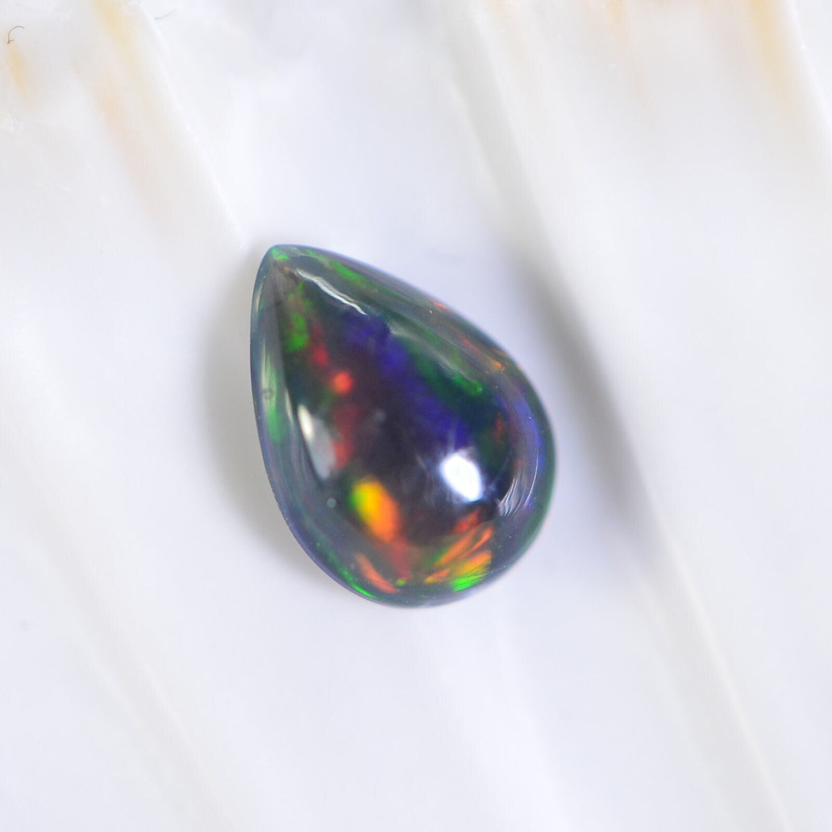 Ethiopian Black Opal Pear Cabochon: Natural Gemstone Jewelry Supply