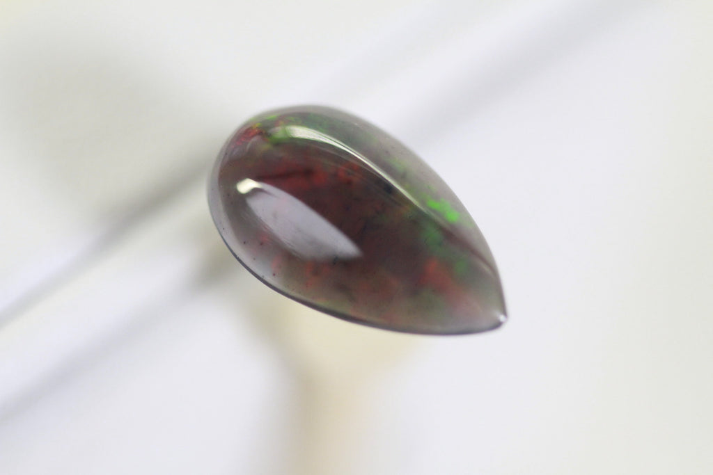 1.4 CT Ethiopian Black Welo Opal Pear Cabochon: Gemstone Jewelry Supply
