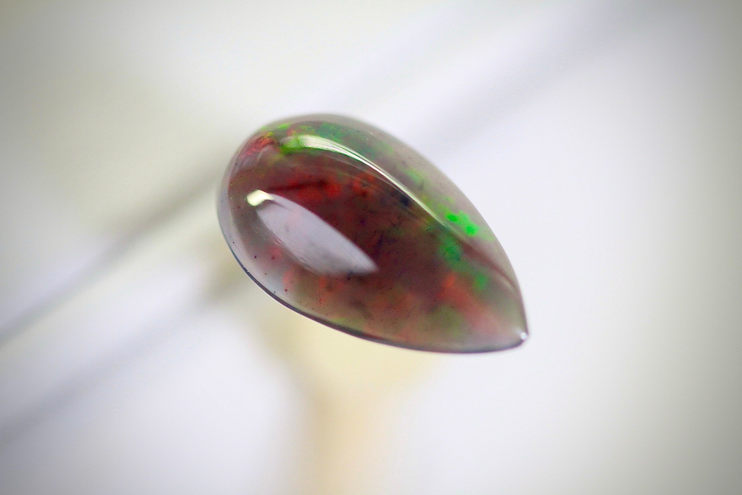 1.4 CT Ethiopian Black Welo Opal Pear Cabochon: Gemstone Jewelry Supply