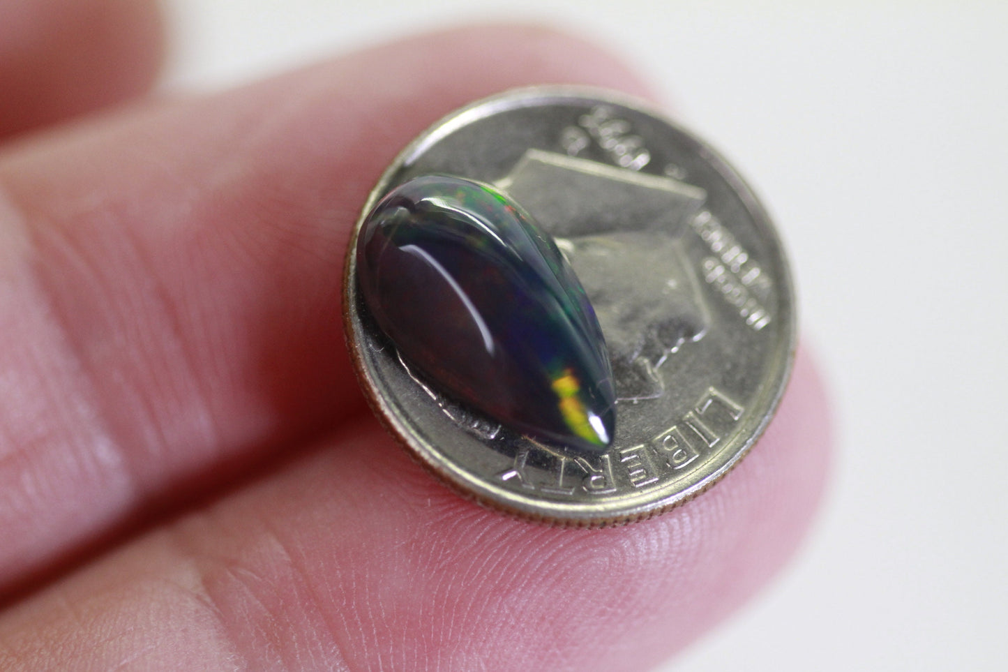 1.4 CT Ethiopian Black Welo Opal Pear Cabochon: Gemstone Jewelry Supply