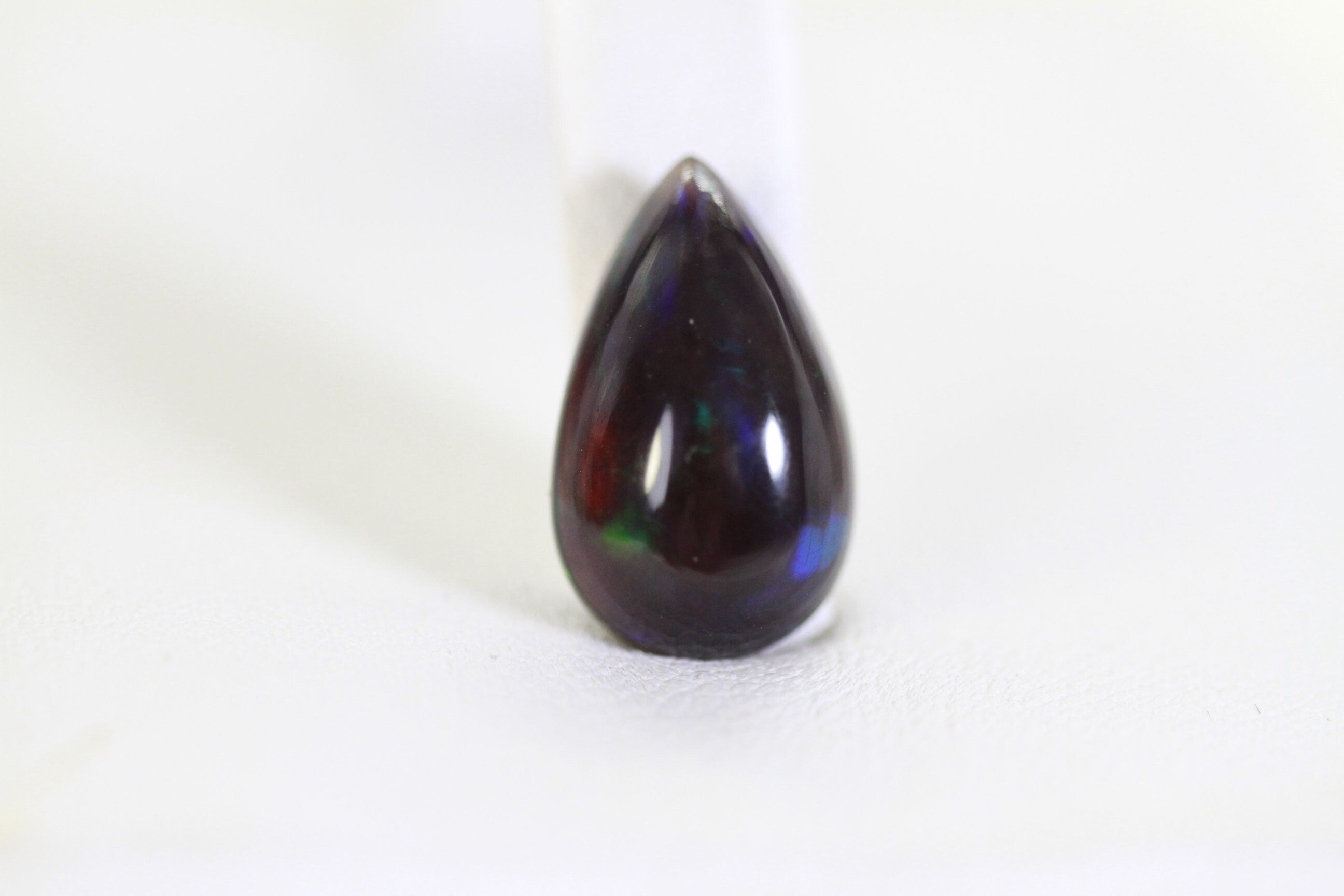 2 CT Black Welo Opal Cabochon: Ethiopian Pear Cut Gemstone