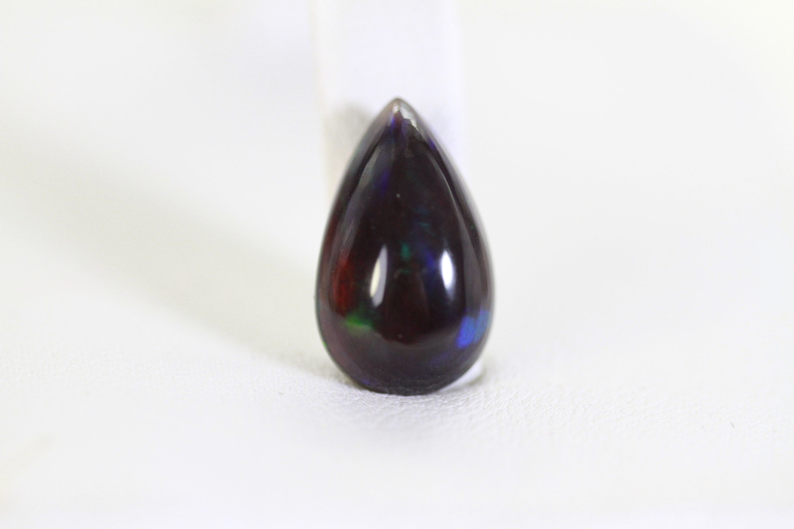 2 CT Black Welo Opal Cabochon: Ethiopian Pear Cut Gemstone
