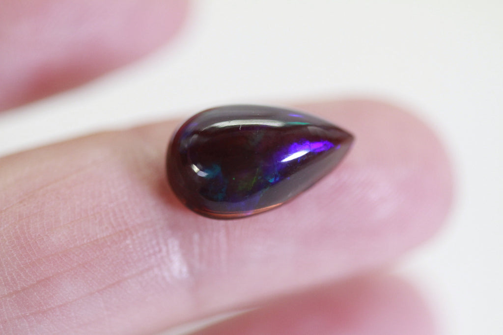 2 CT Black Welo Opal Cabochon: Ethiopian Pear Cut Gemstone