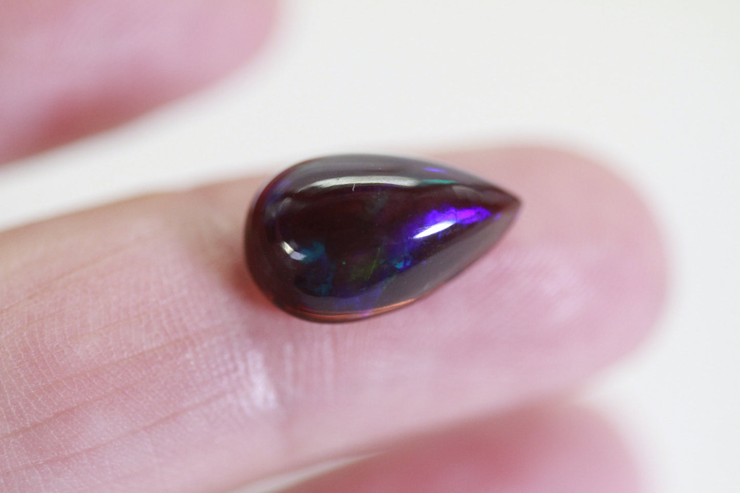 2 CT Black Welo Opal Cabochon: Ethiopian Pear Cut Gemstone