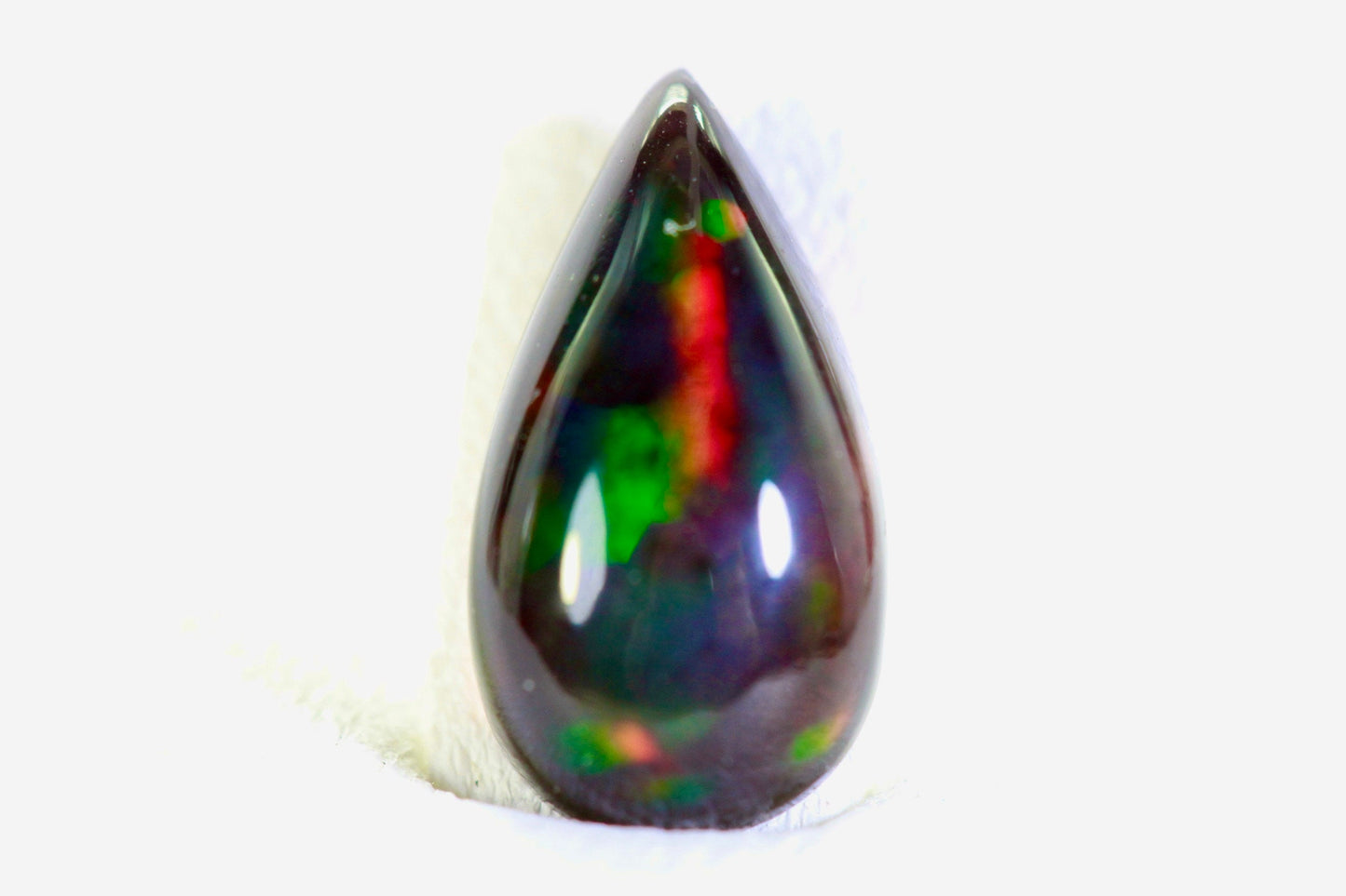 3.65ct Ethiopian Black Welo Opal Teardrop Cabochon: Gemstone Jewelry Supply