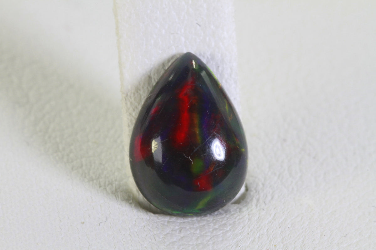 Ethiopian Black Welo Opal: Pear Cut Cabochon Gemstone