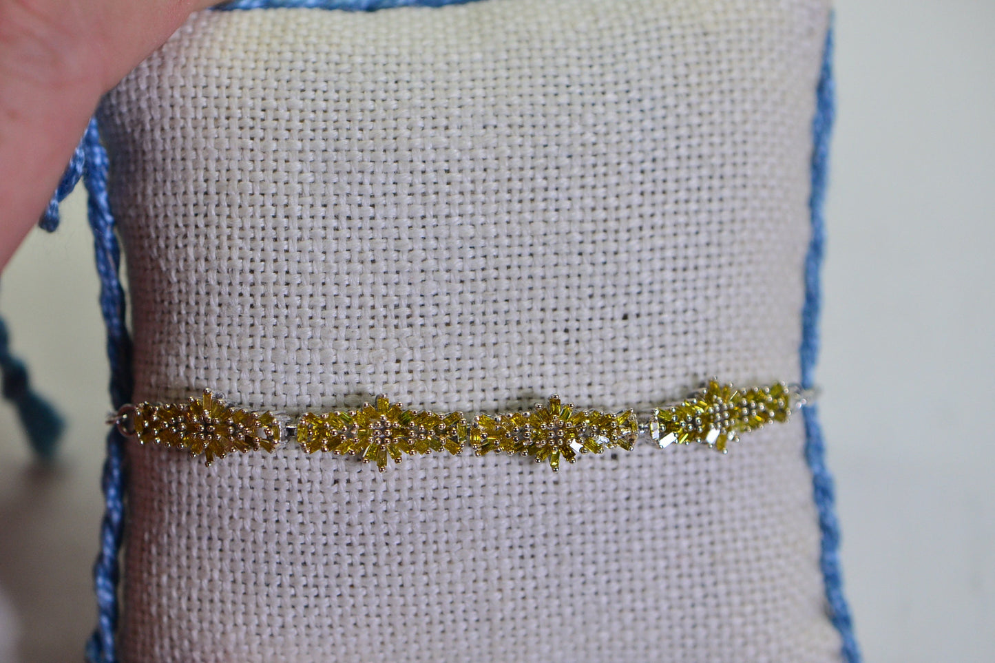 Yellow Diamond Flower Bracelet: Sterling Silver Bolo Bracelet