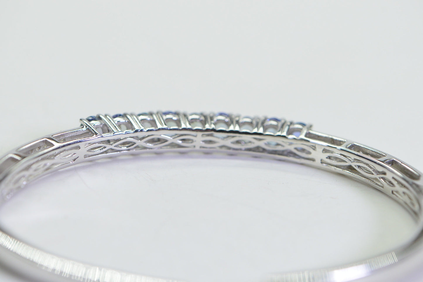 Vintage Tanzanite Bangle: Rhodium over Sterling Silver Cuff Bracelet