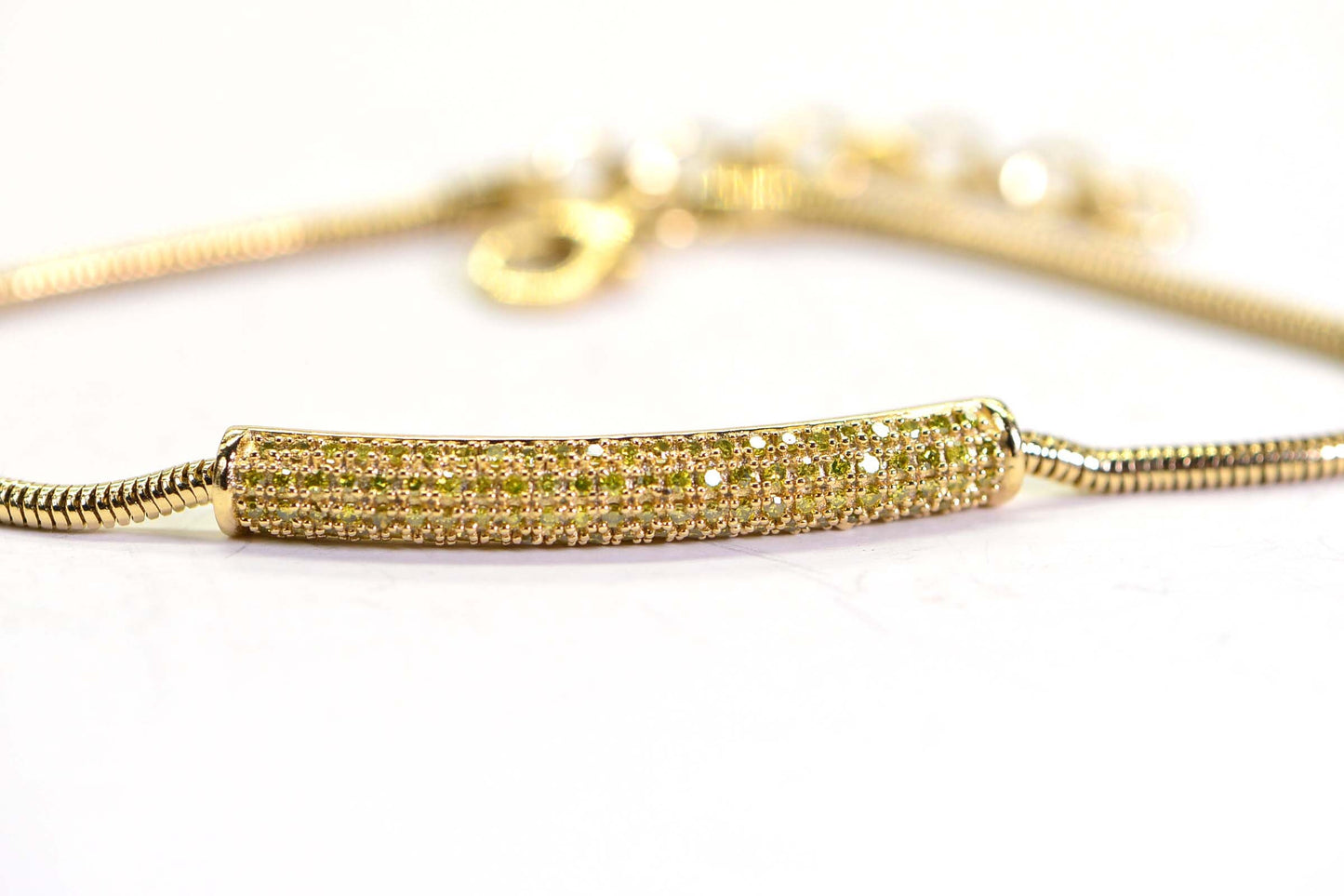 Yellow Diamond Bar Bracelet: 14K Gold Vermeil Sterling Silver