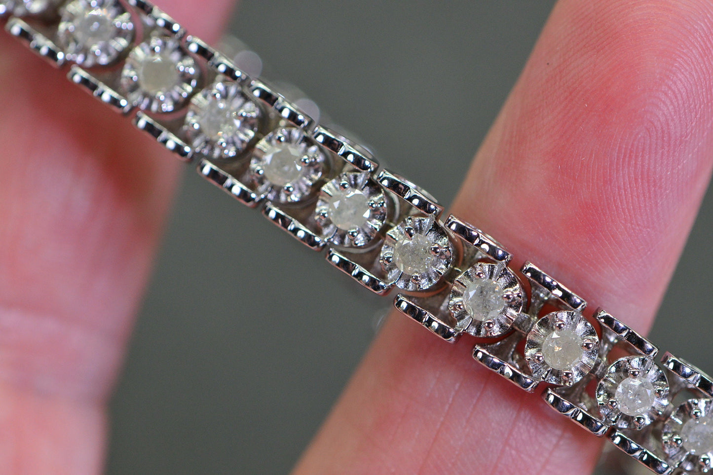 Diamond Hearts Tennis Bracelet: Vintage Sterling Silver Rhodium Finish, 26ctw