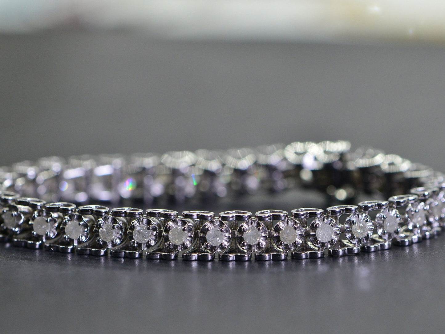 Diamond Hearts Tennis Bracelet: Vintage Sterling Silver Rhodium Finish, 26ctw