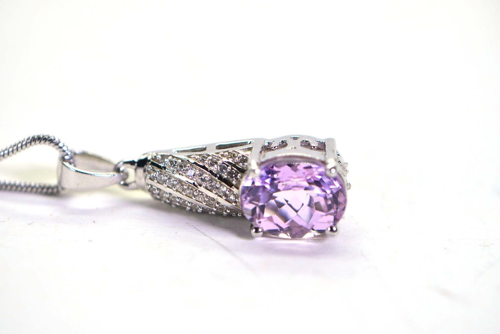 Natural Kunzite Pendant: Sterling Silver, Color Change Gemstone