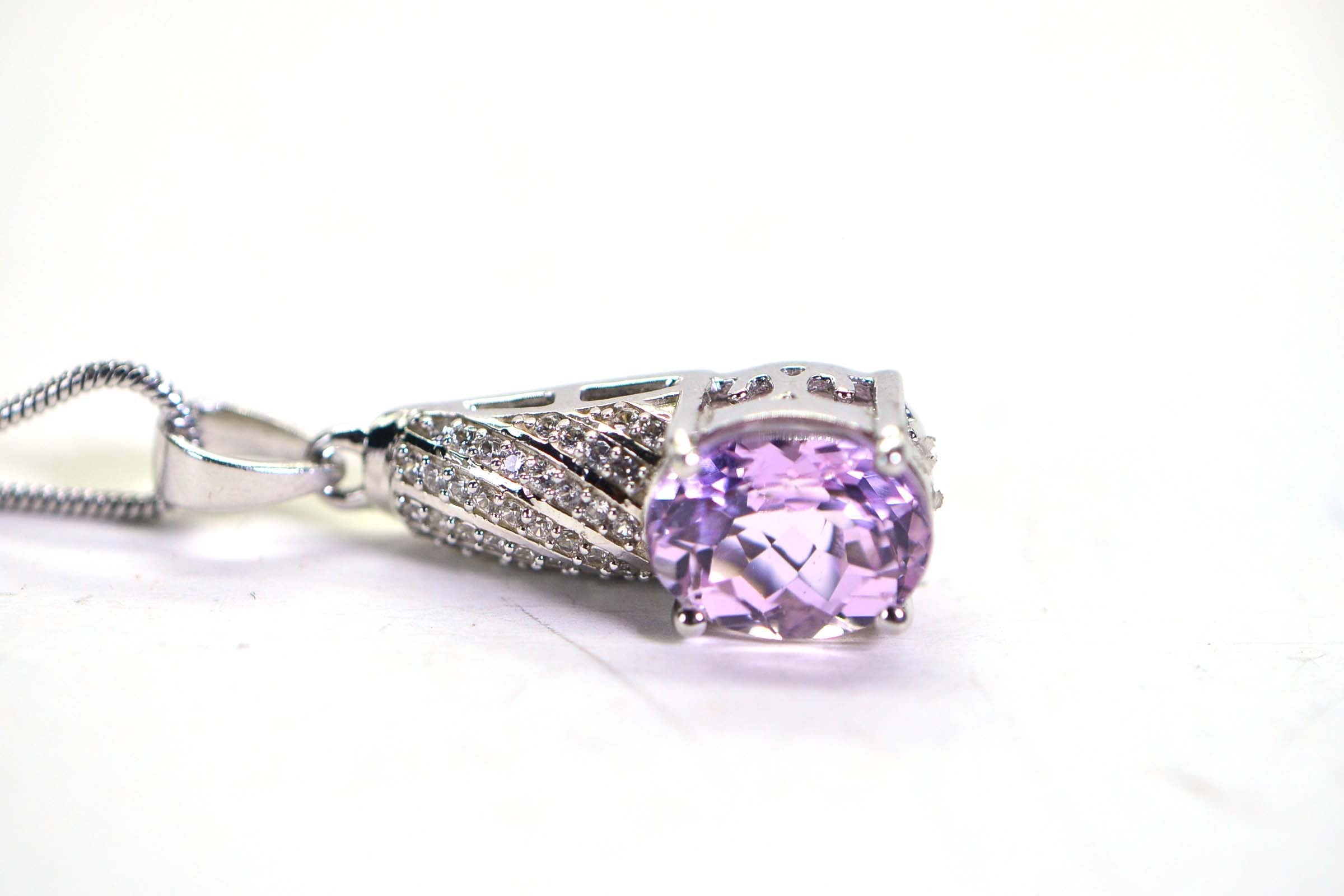 Natural Kunzite Pendant: Sterling Silver, Color Change Gemstone