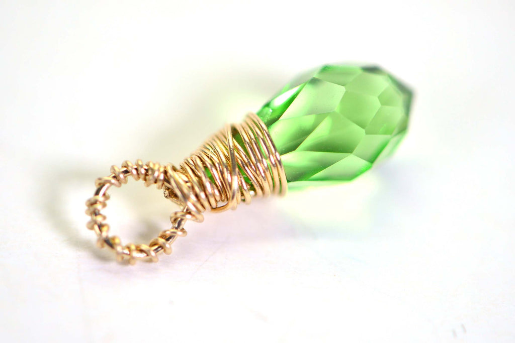 Peridot Crystal Pendant Wire Wrapped Briolette Birthstone August