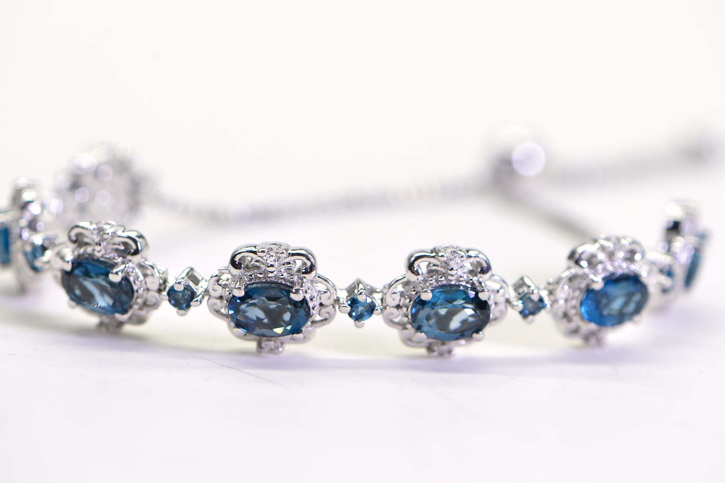 London Blue Topaz Sterling Silver Bolo Bracelet: November Birthstone