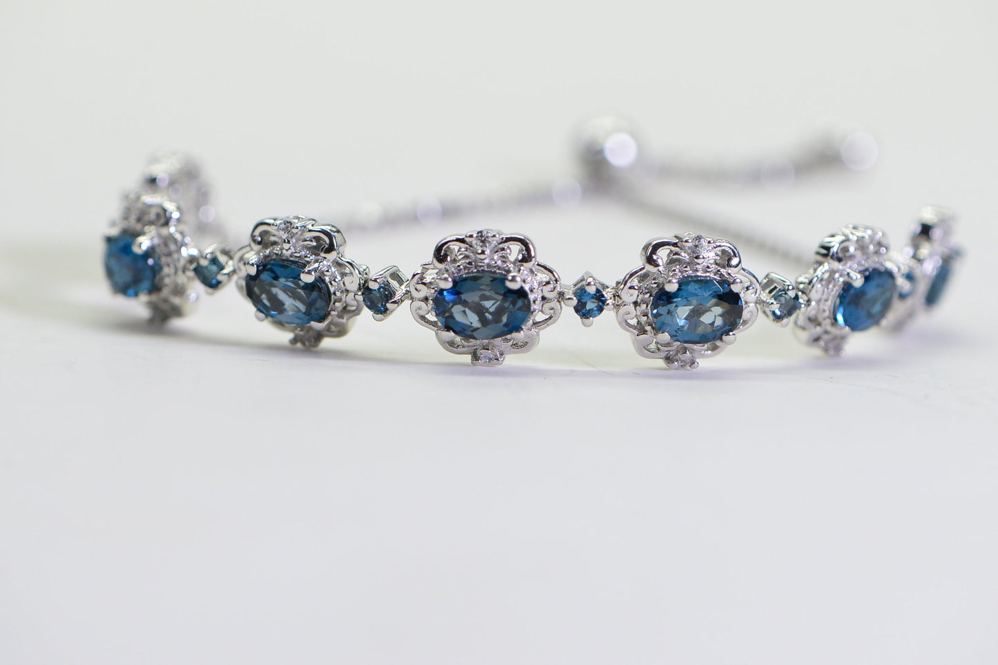 London Blue Topaz Sterling Silver Bolo Bracelet: November Birthstone