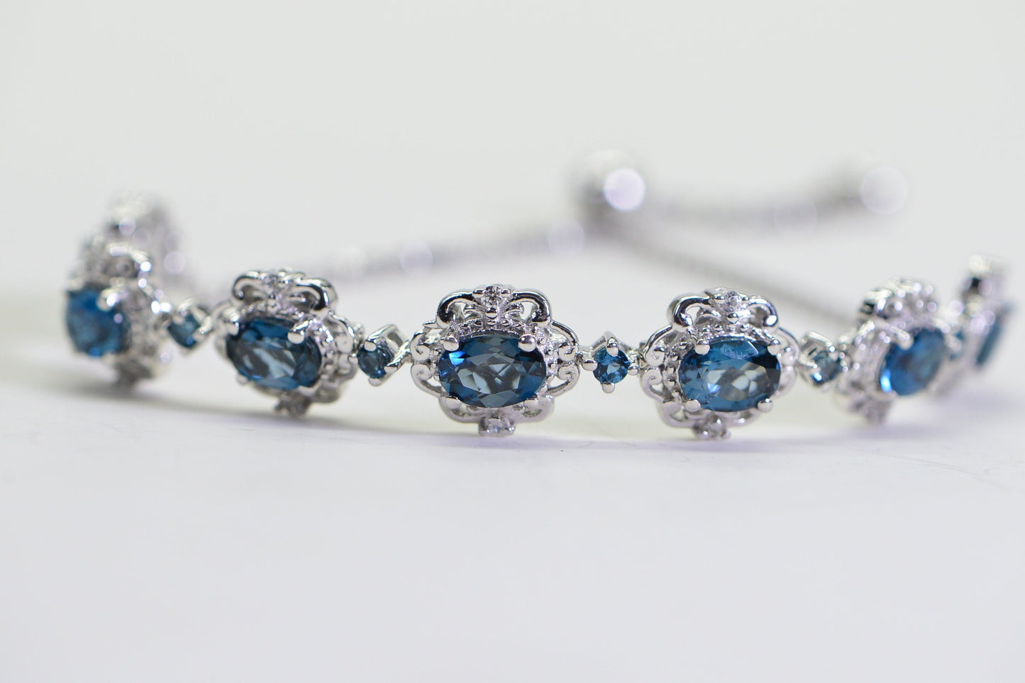 London Blue Topaz Sterling Silver Bolo Bracelet: November Birthstone
