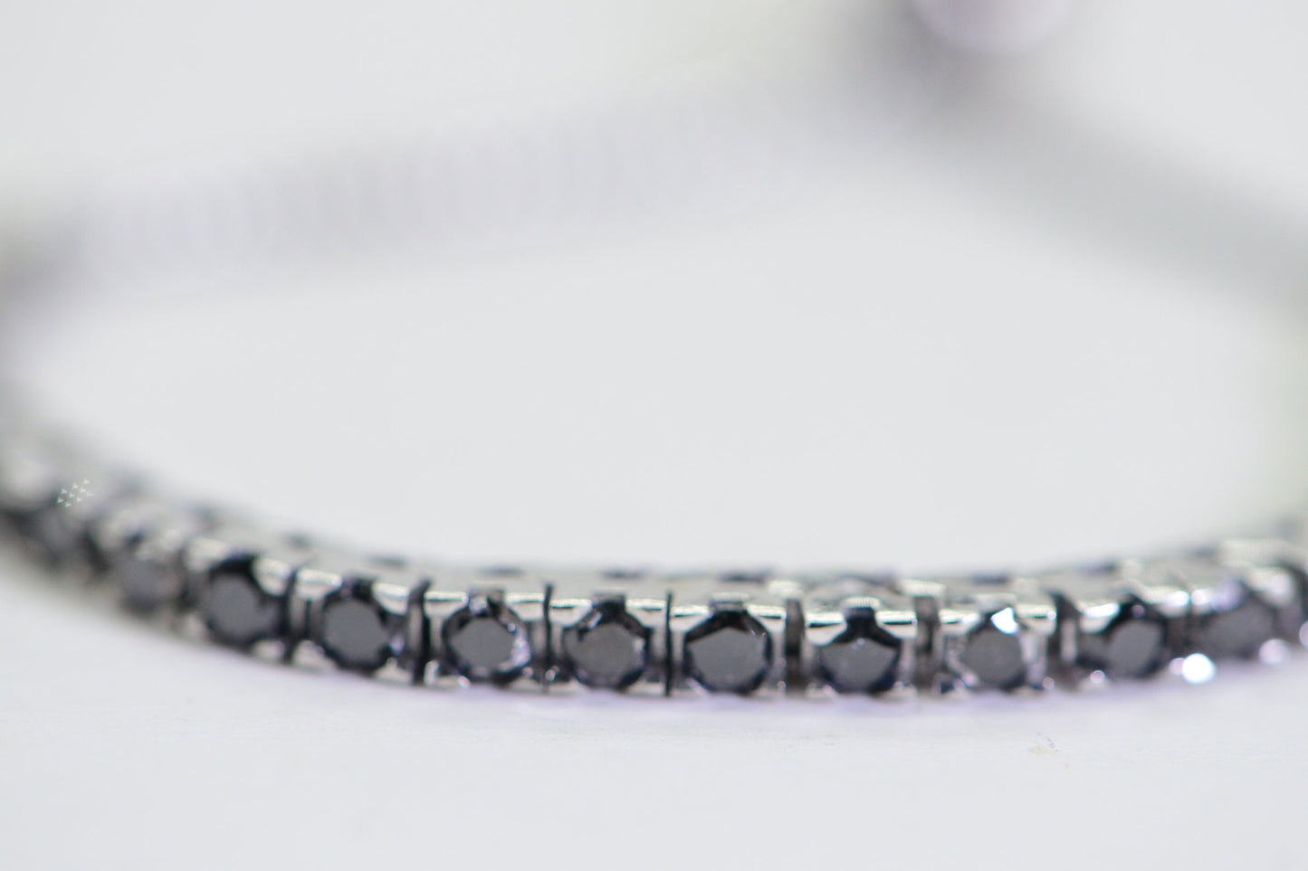 Black Diamond Tiny Bracelet: Round Cut, Sterling Silver Bolo Bracelet