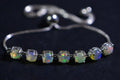Ethiopian Opal Round 5mm  Sterling Silver Adjustable Bolo Bracelet For Women Birthstone October