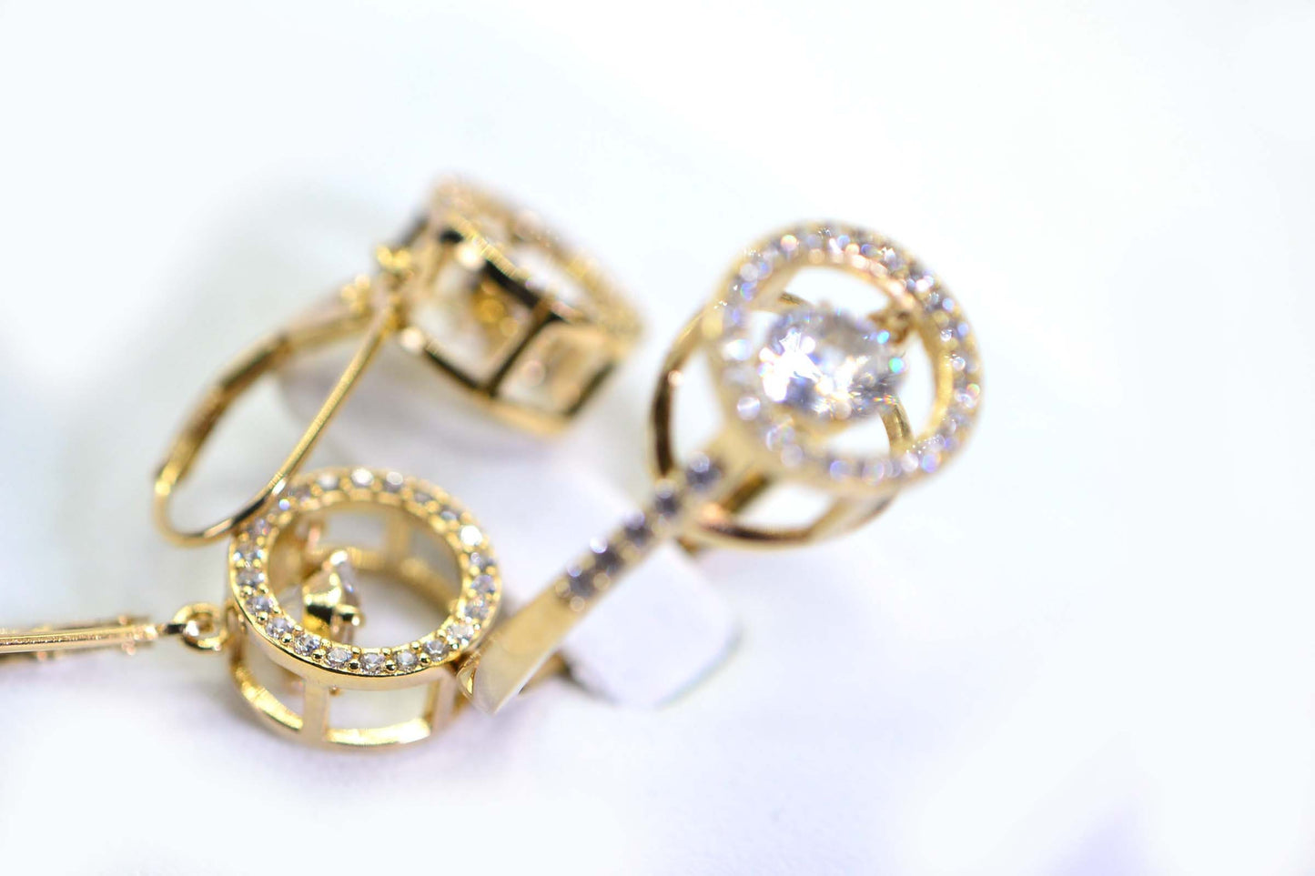 14K Gold Vermeil Simulated Diamond Halo Earrings and Ring Set