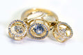 14K Gold Vermeil Simulated Diamond Halo Earrings and Ring Set