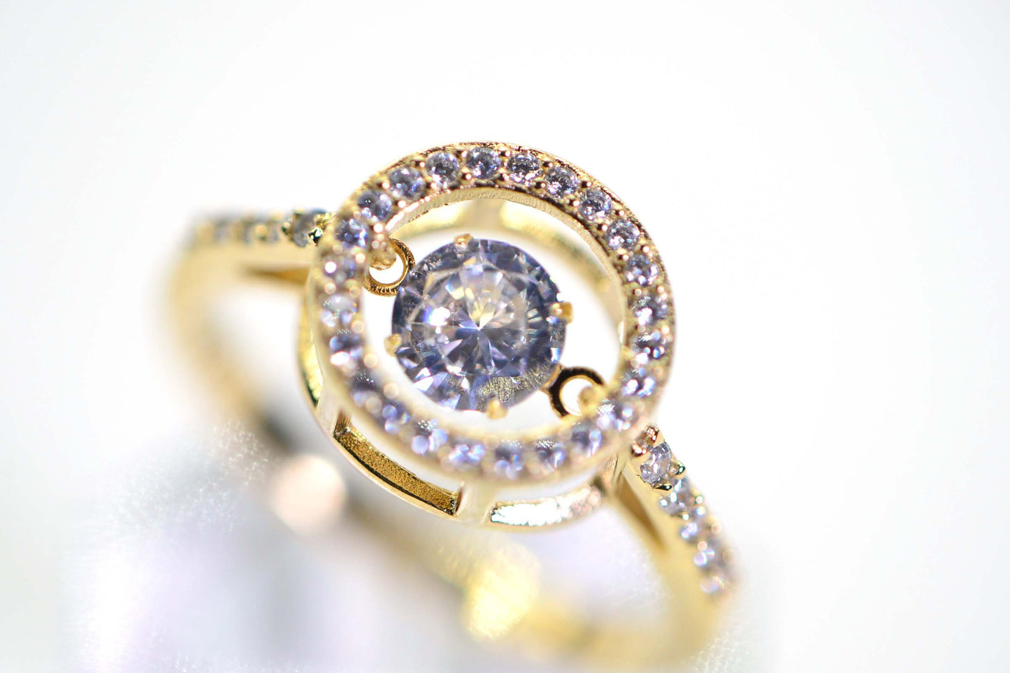 14K Gold Vermeil Simulated Diamond Halo Earrings and Ring Set
