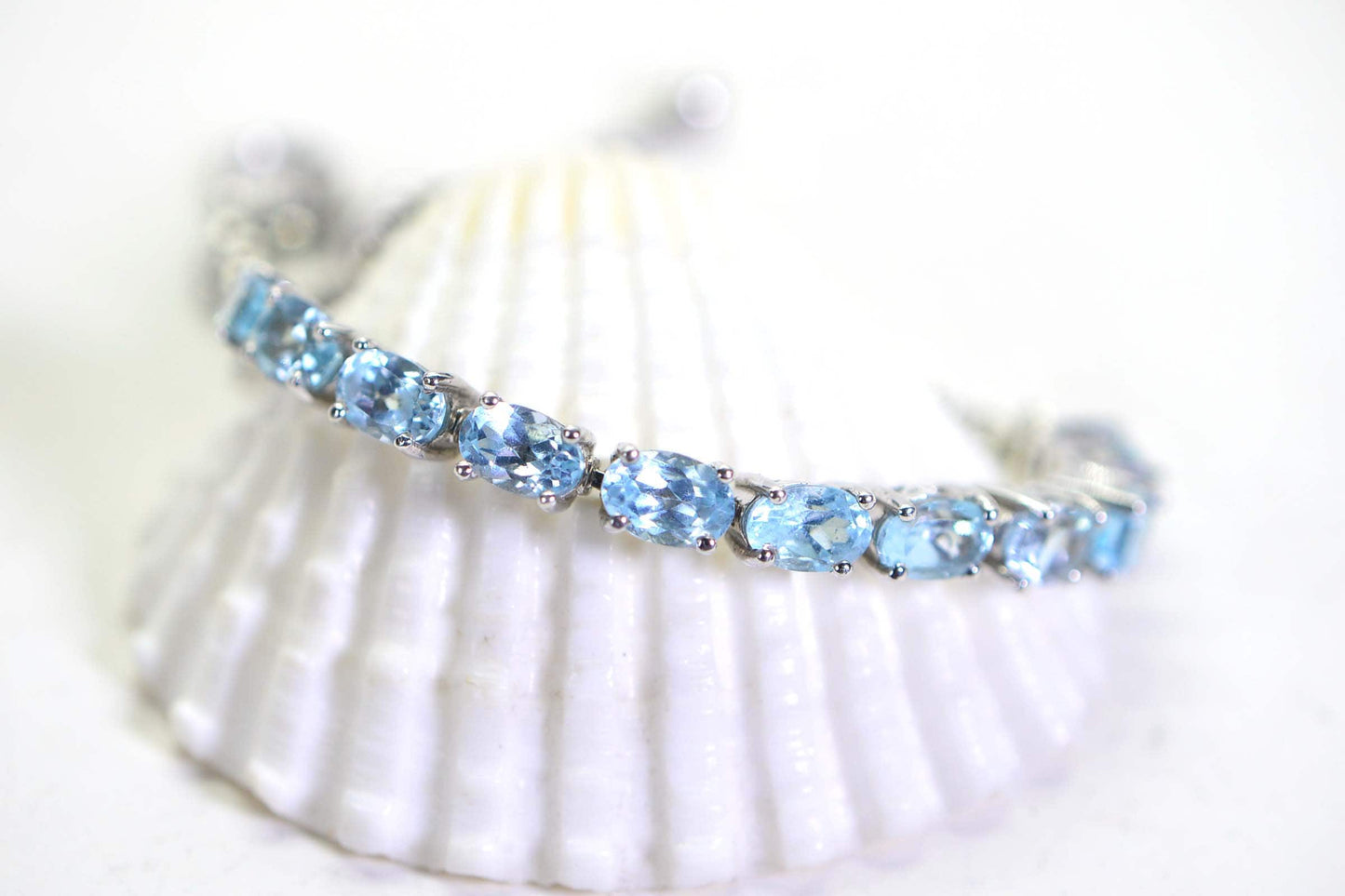 Natural Aquamarine Bolo Bracelet, Sterling Silver Adjustable Tennis Bracelet