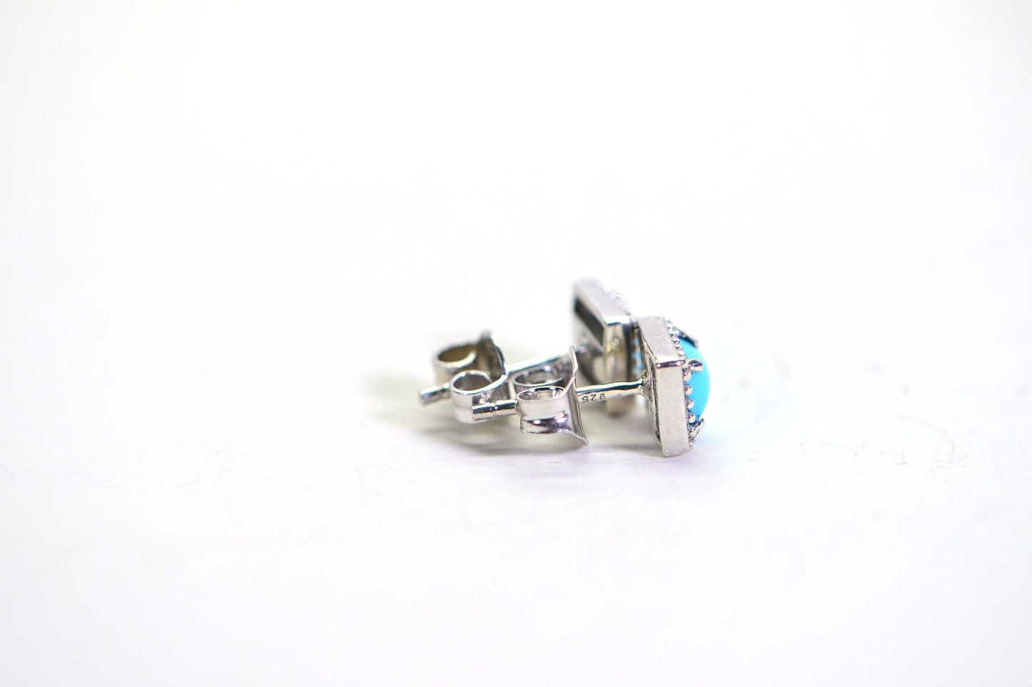 Sleeping Beauty Turquoise Stud Earrings, Sterling Silver Cushion Jewelry