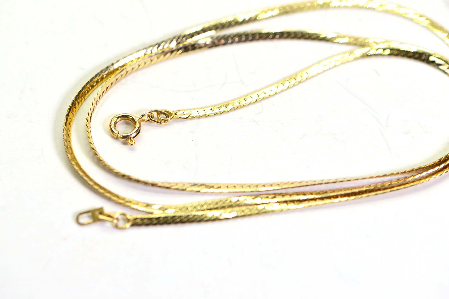 14K Yellow Gold Herringbone Chain Necklace - 18 inch Vintage Estate