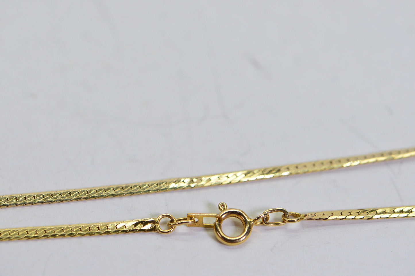 14K Yellow Gold Herringbone Chain Necklace - 18 inch Vintage Estate