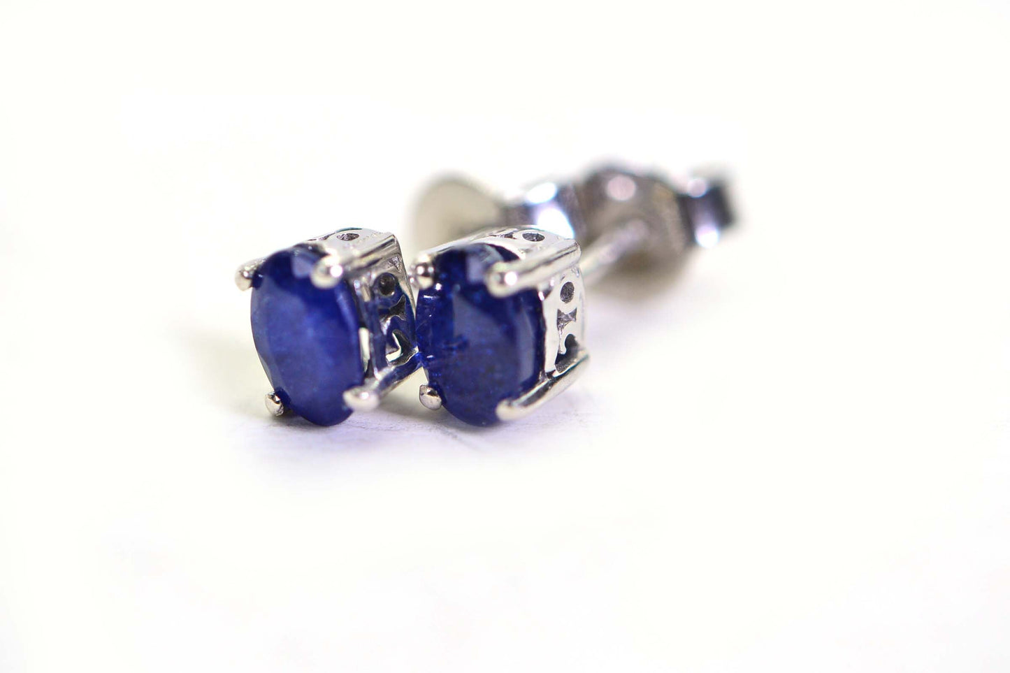 Natural Sapphire Royal Blue Sterling silver Stud Earrings Gemstone