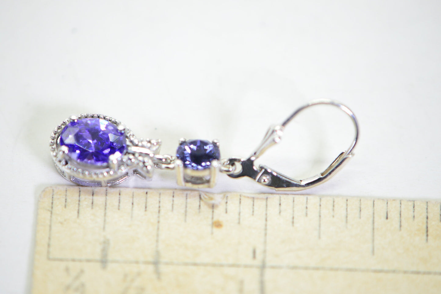 Handmade Silver 925 Amethyst Drop Earrings with Tanzanite Crystals