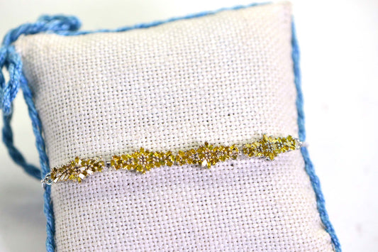 Yellow Diamond Flower Bracelet: Sterling Silver Bolo Bracelet